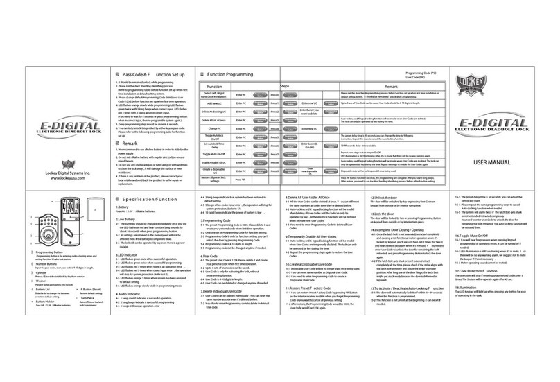 LOCKEY USA E-Digital user manual