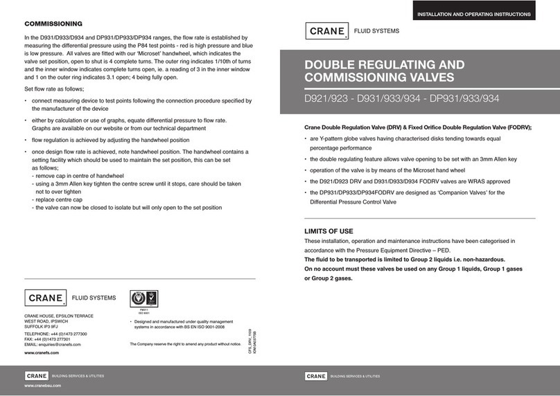 Crane D923 Installation and operating instructions Crane D923 Installation and operating instructions