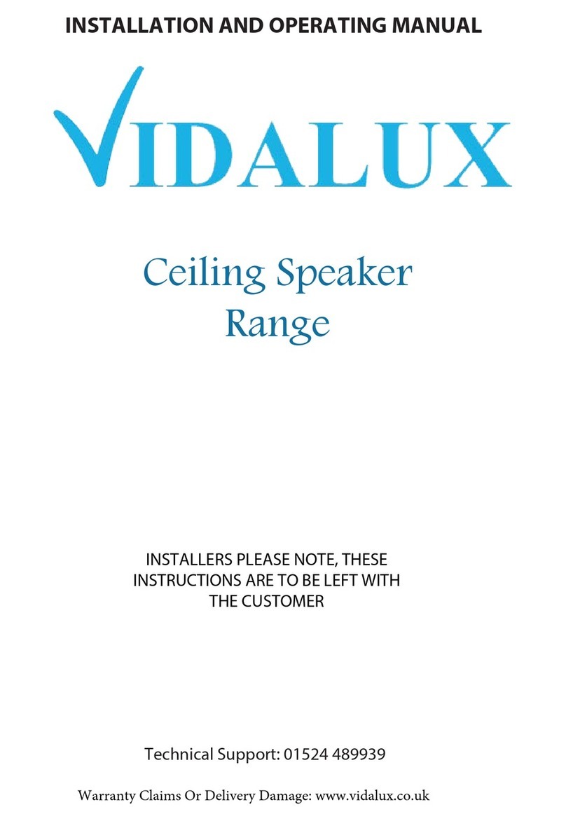 Vidalux Ceiling Speaker Range Installation and operating manual Vidalux Ceiling Speaker Range Installation and operating manual