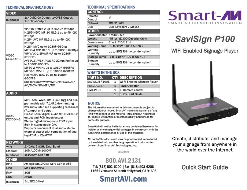 SMART-AVI SaviSign P100 quick start guide