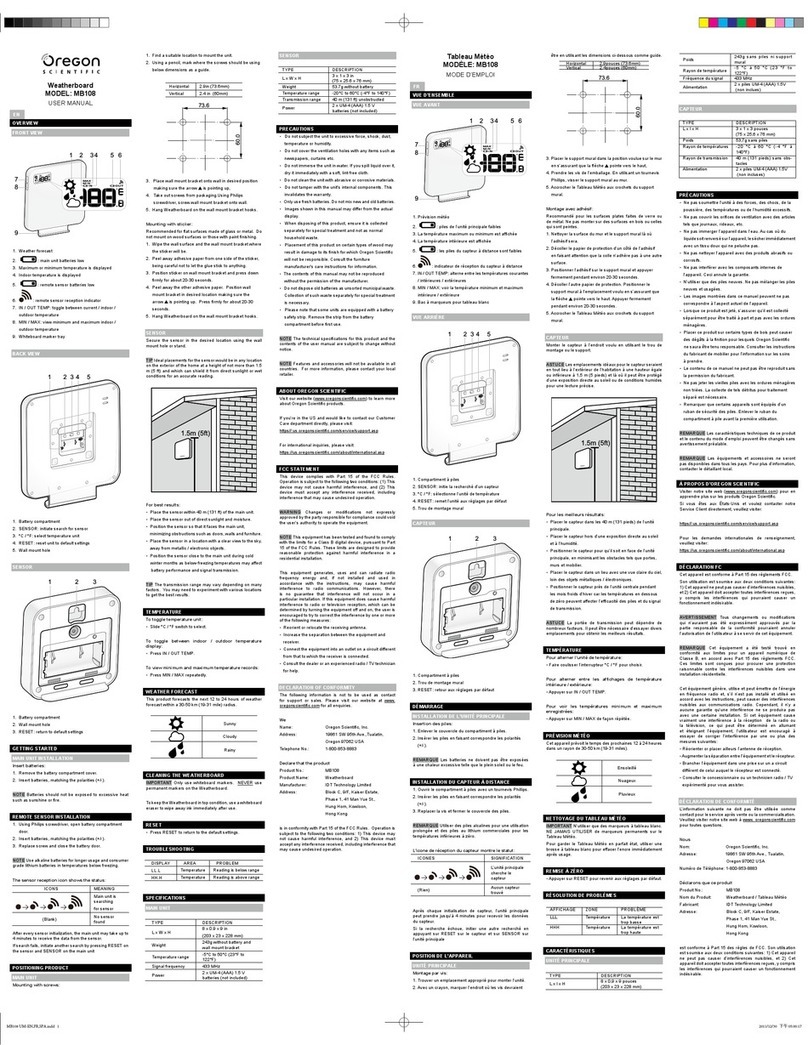 Oregon Scientific MB108 User manual