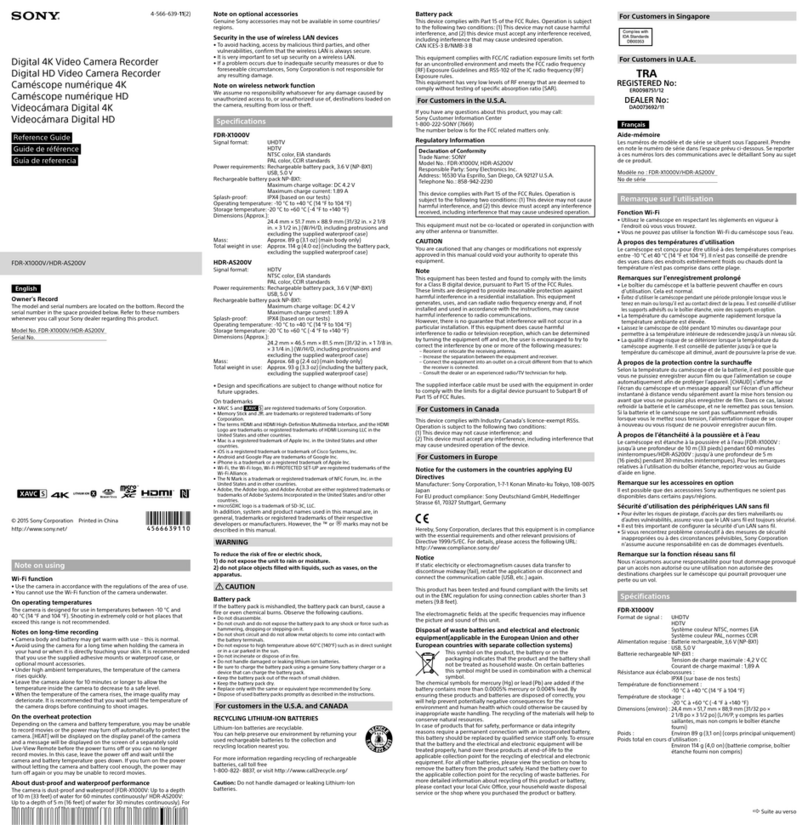Sony FDR-X1000V User manual
