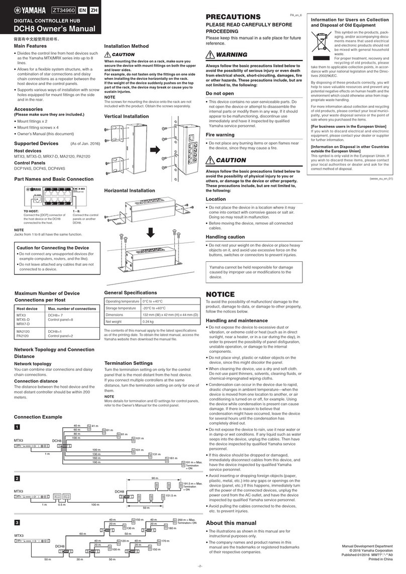 Yamaha DCH8 User manual