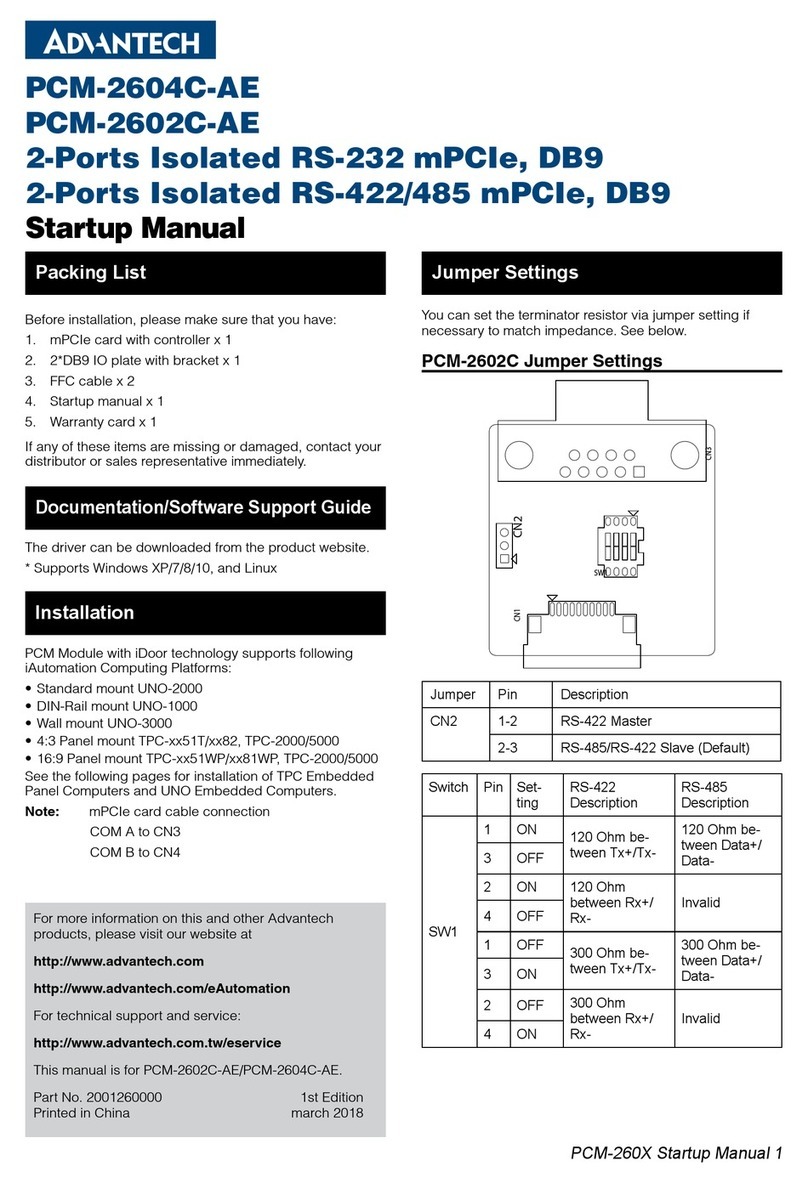 Advantech PCM-2604C-AE Installation and operation manual