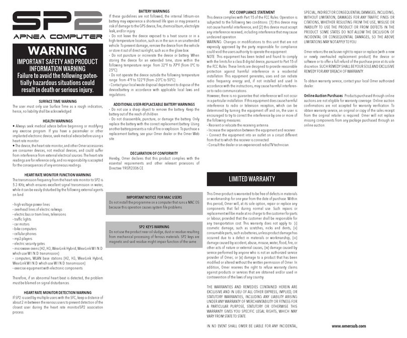 Omer SP2 User manual