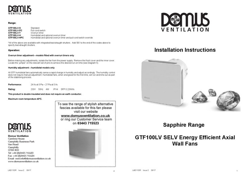 DOMUS Ventillation GTF100LV-PC Installation instructions & owner's manual DOMUS Ventillation GTF100LV-PC Installation instructions & owner's manual