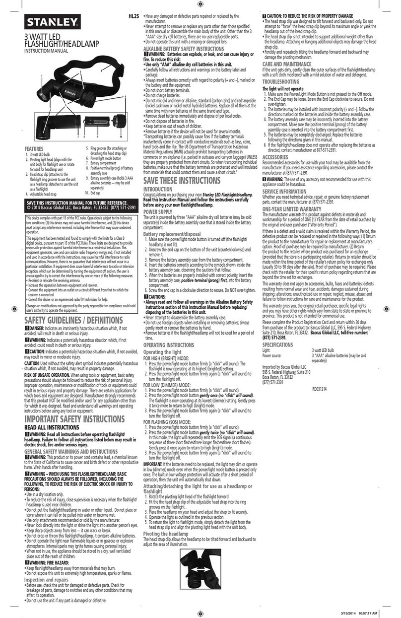 Stanley HL2S User manual