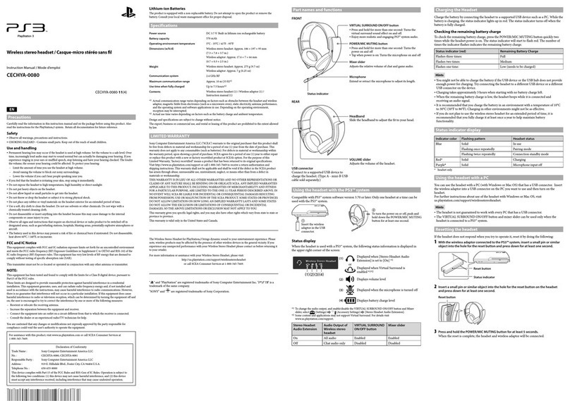 Sony PS3 CECHYA-0080 User manual