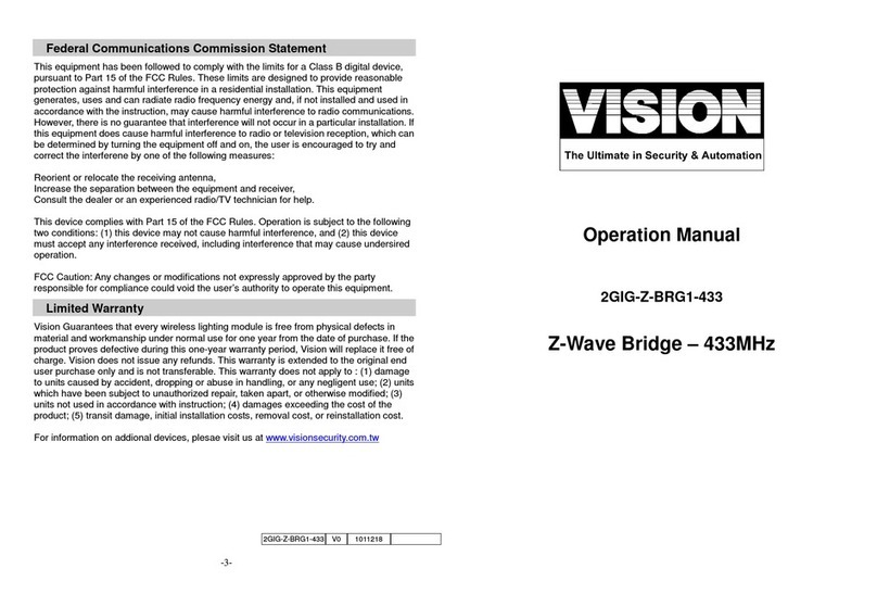 Vision 2GIG-Z-BRG1-433 Operation manual