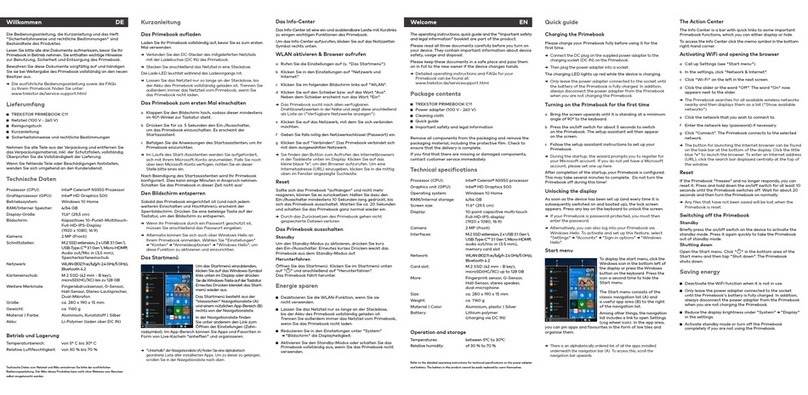 TrekStor PRIMEBOOK C11 quick guide