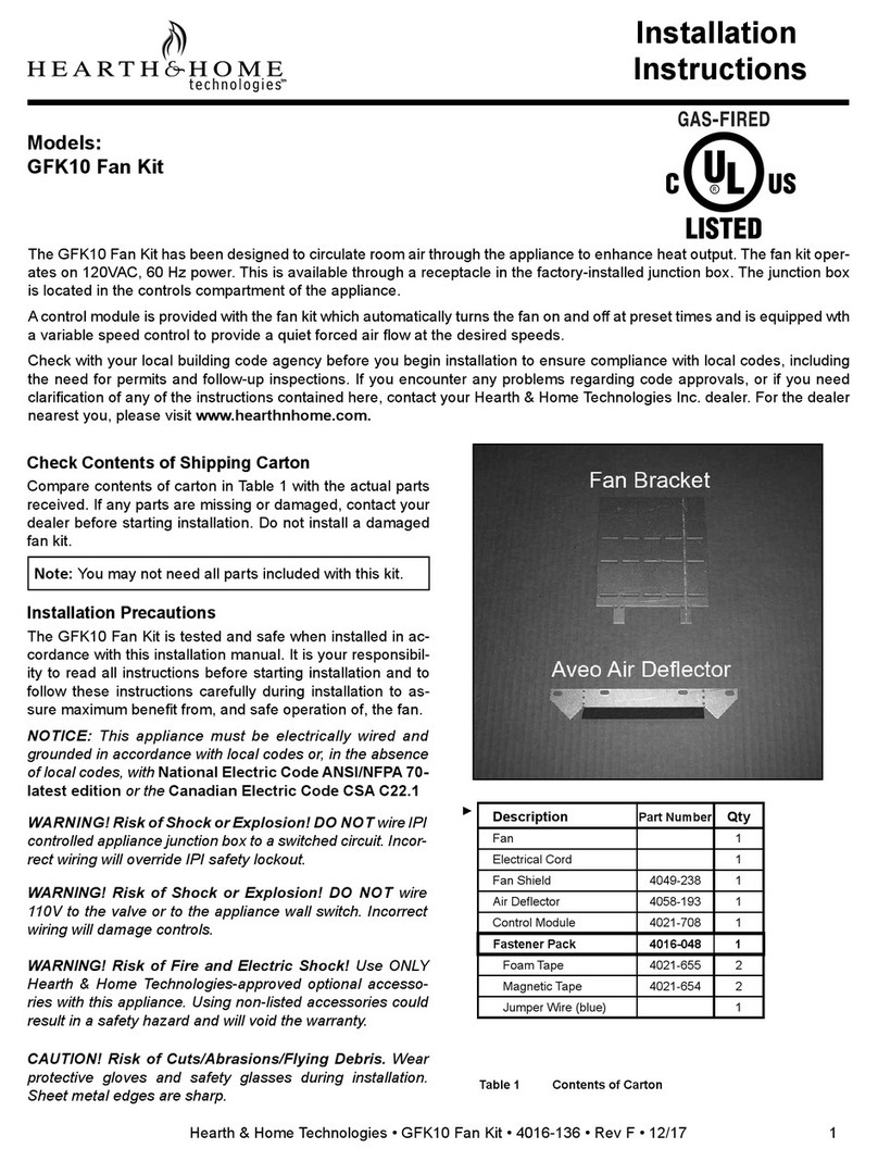 Hearth & Home GFK10 Fan Kit User manual