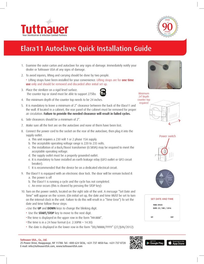 Tuttnauer Elara11 Quick installation guide Tuttnauer Elara11 Quick installation guide