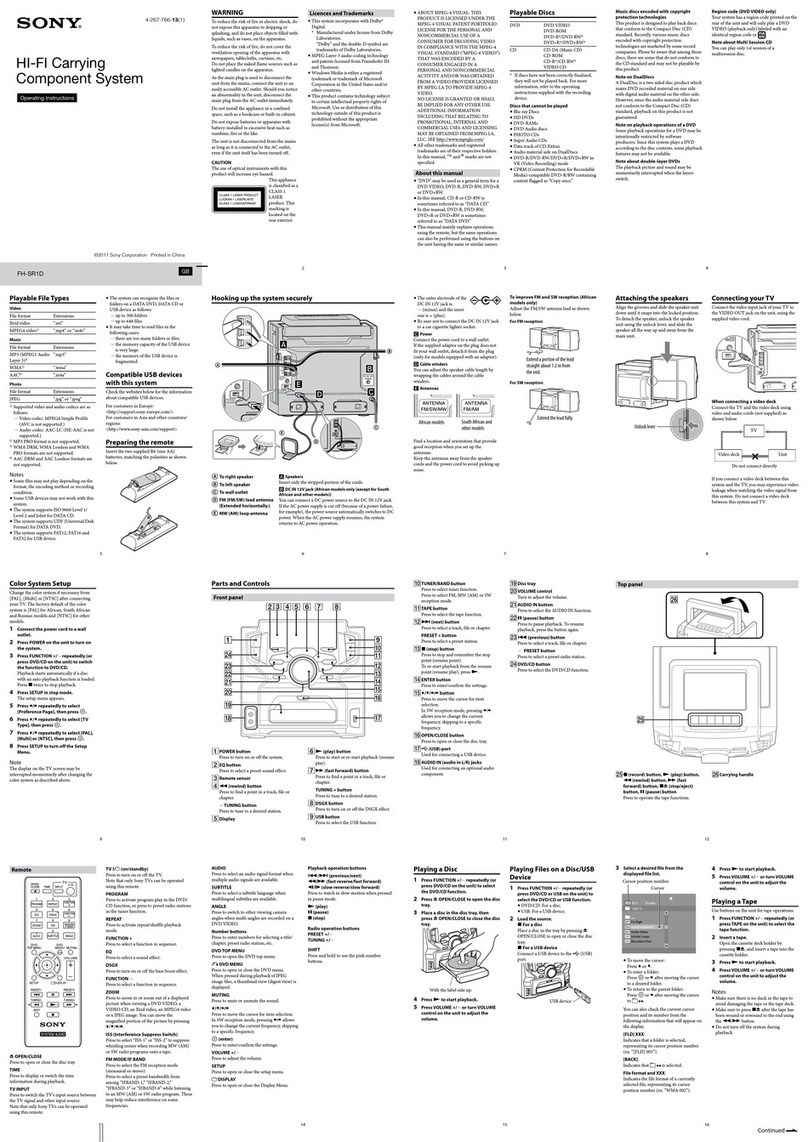 Sony FH-SR1D User manual