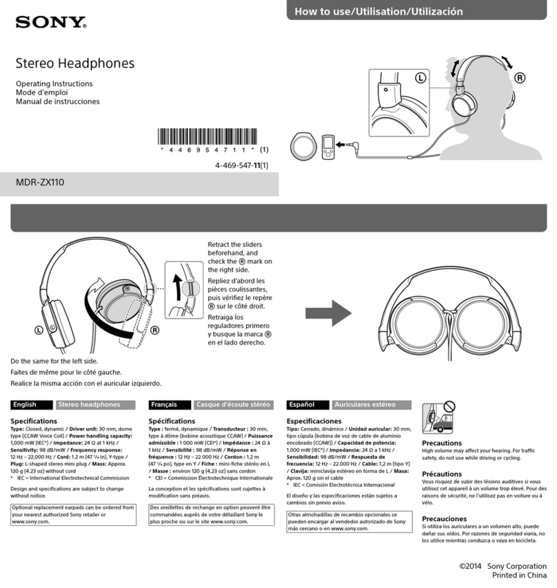 Sony MDR-ZX110 operating instructions
