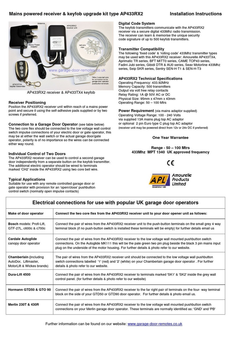 Amourelle AP433RX2 installation instructions