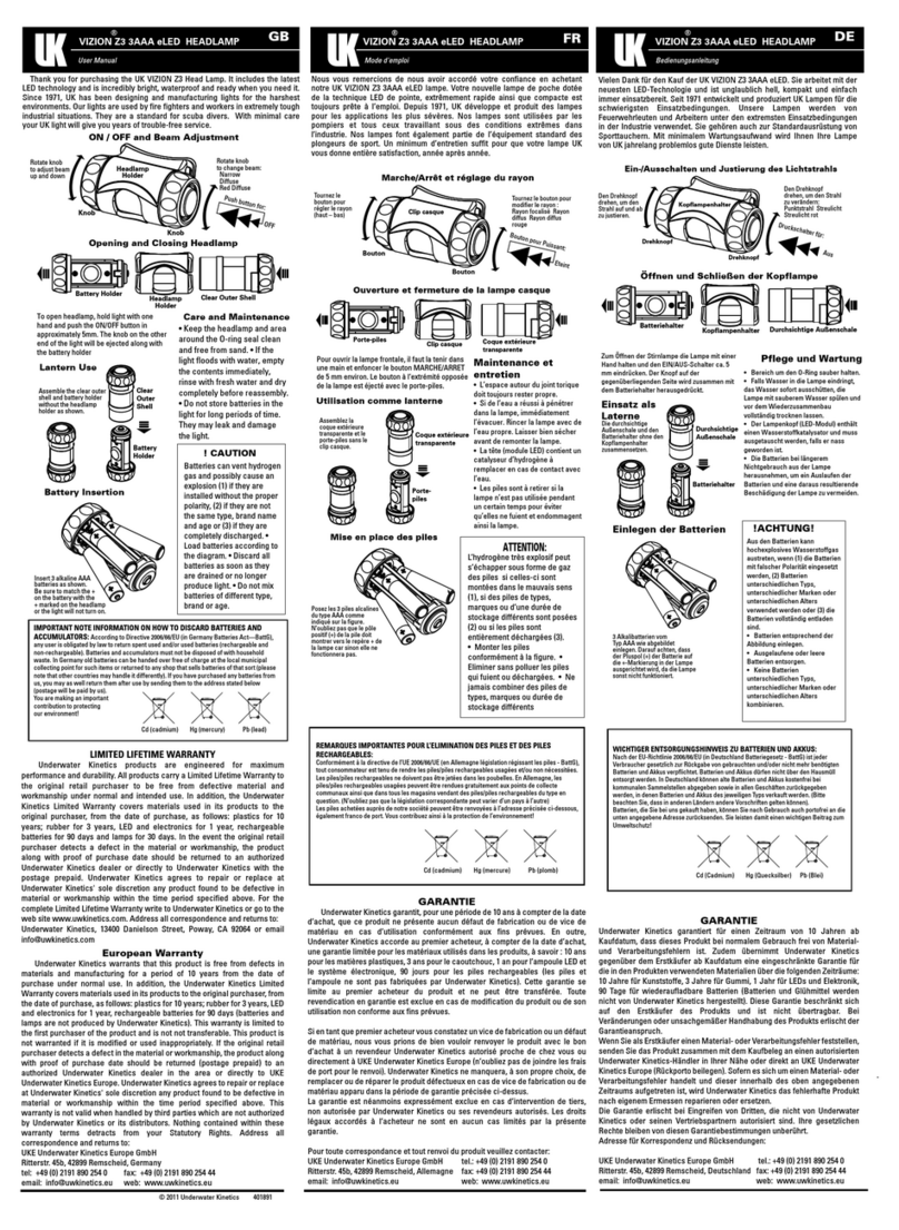 Underwater Kinetics Vizion Z3 3AAA eLED user manual