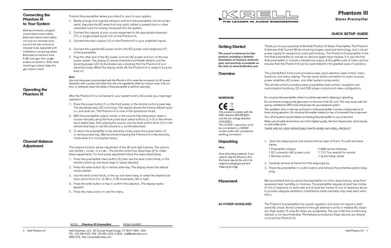 Krell Industries Phantom III User manual
