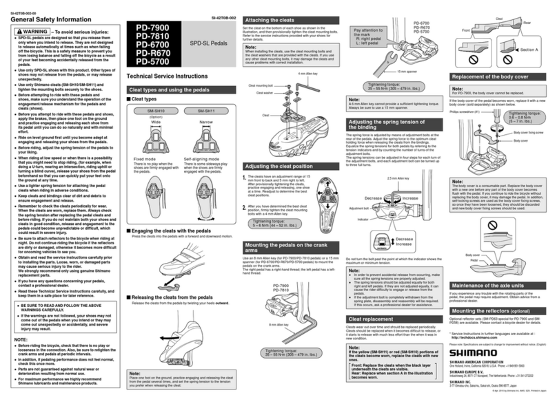 Shimano PD-7900 Operating instructions Shimano PD-7900 Operating instructions