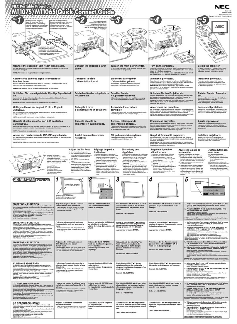 NEC MT1075 Series Assembly instructions