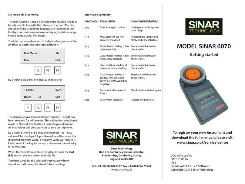Sinar Technology SINAR 6070 User manual