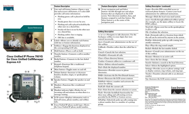 Cisco 7931G - Unified IP Phone VoIP User manual