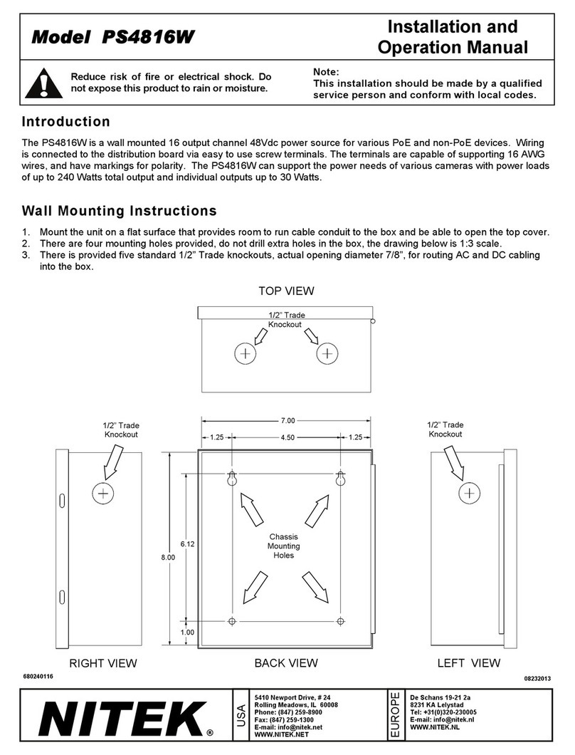 Nitek PS4816W Installation and operation manual