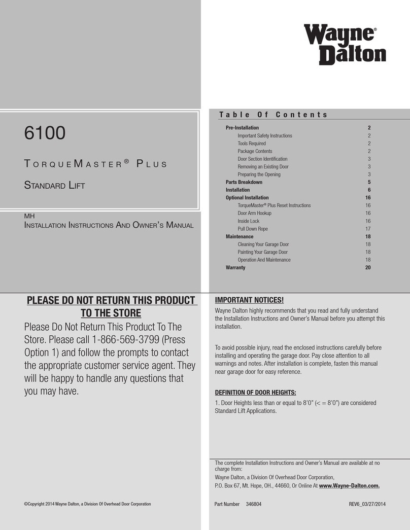 Wayne-Dalton TorqueMaster Plus 6100 User manual
