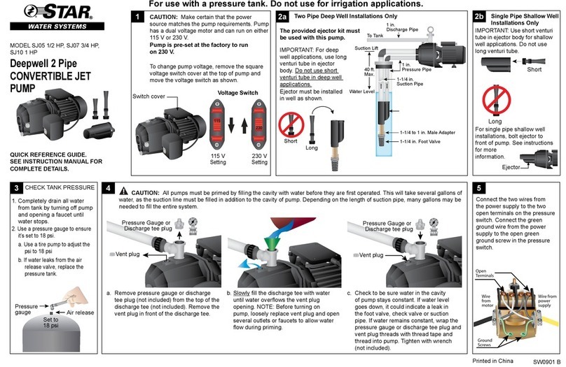 Star SJ05 1/2 HP Quick reference guide