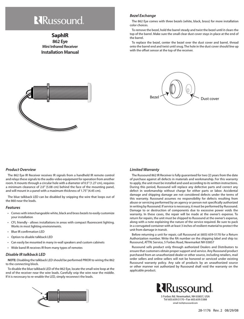 Russound SaphIR 862 Eye installation manual