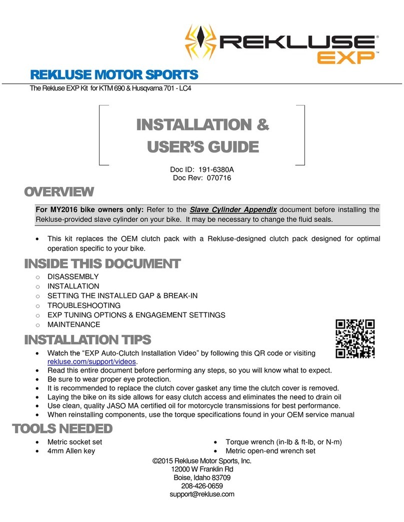 Rekluse Motor Sports EXP Installation & user guide