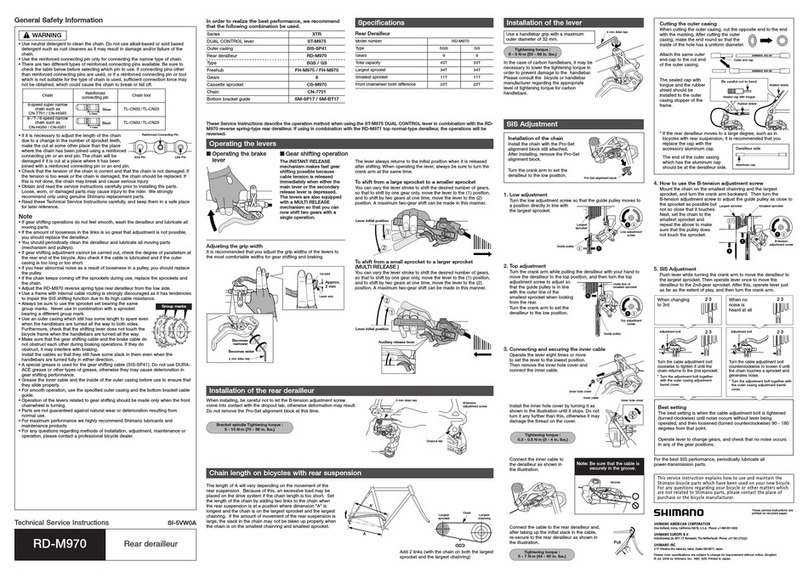 Shimano RD-M970 Operating instructions