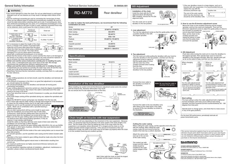 Shimano RD-M770 Operating instructions