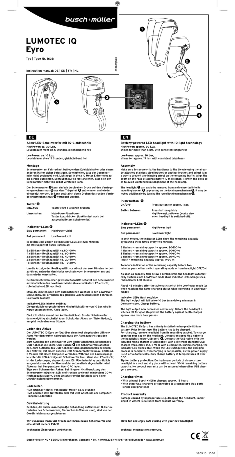 Busch+Müller LUMOTEC IQ Eyro 163B instruction manual