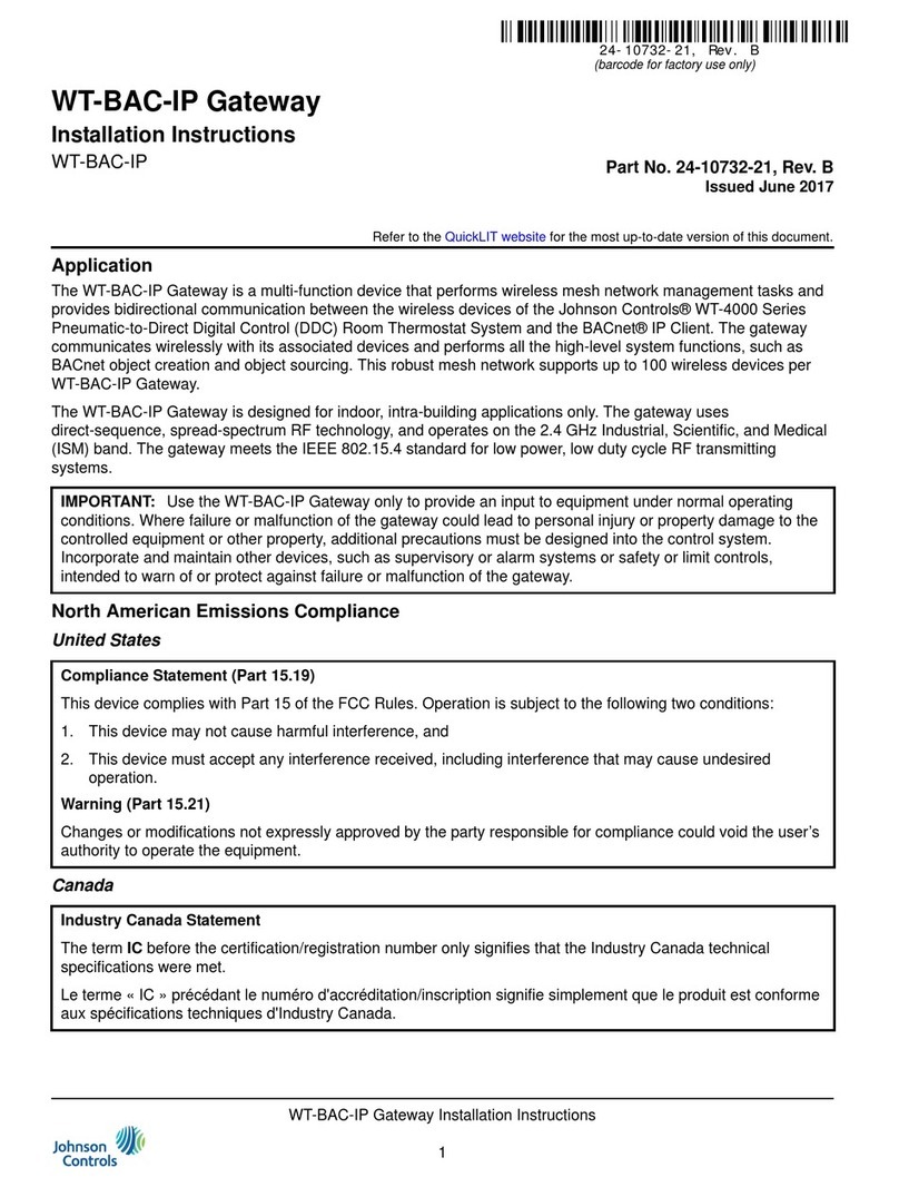 Johnson Controls WT-BAC-IP User manual