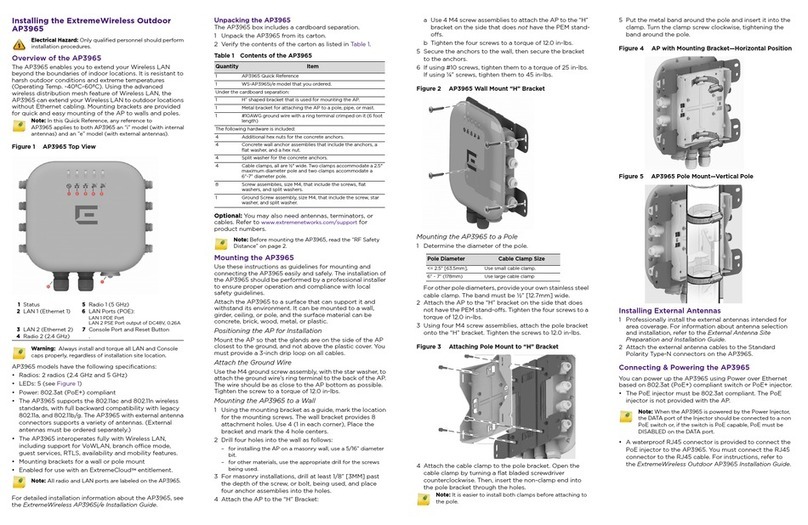 Extreme Networks ExtremeWireless WS-AP3965i-FCC quick reference