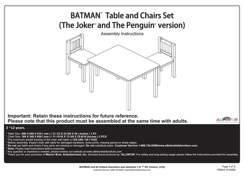 ALLINFUN BATMAN Table and Chairs Set User manual