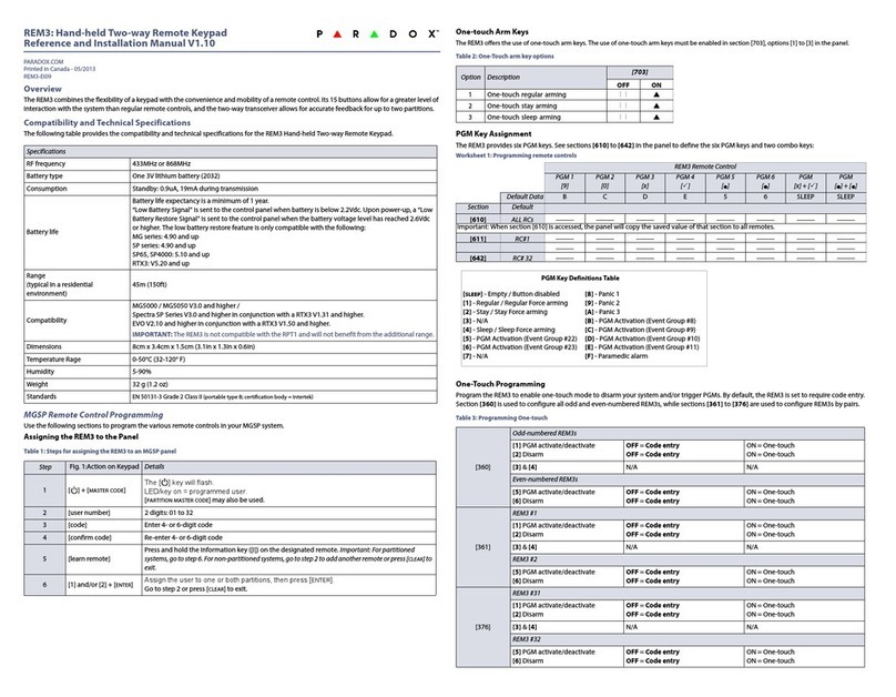 Paradox REM3 User manual