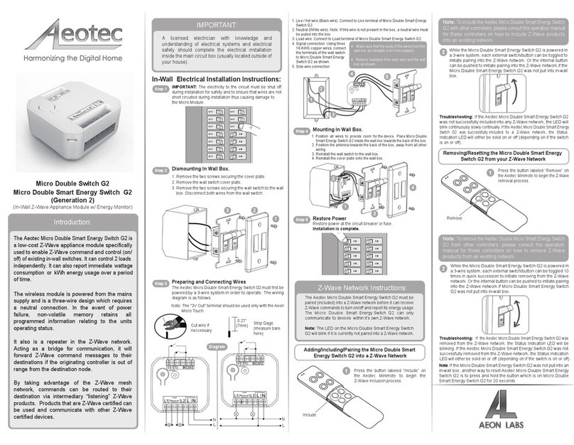 Aeon Labs Aeotec G2 installation instructions