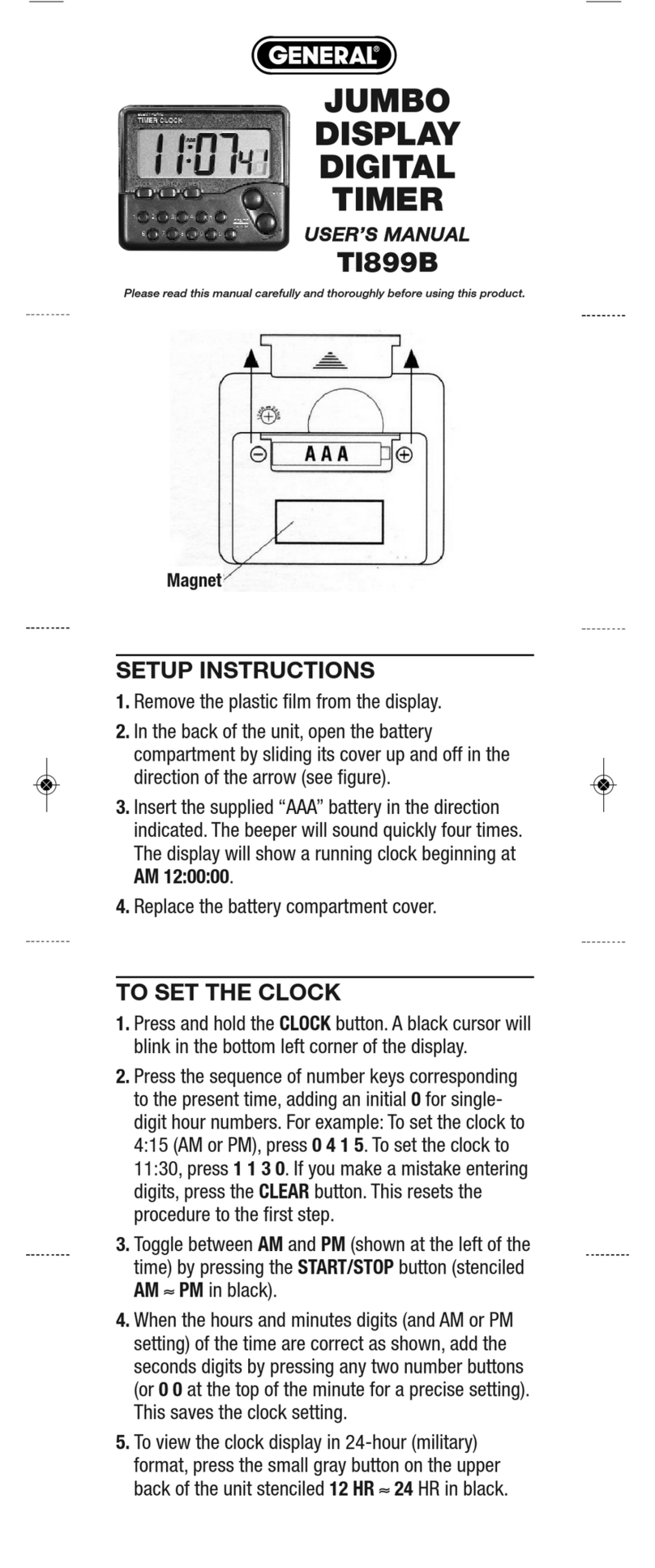General TI899B User manual