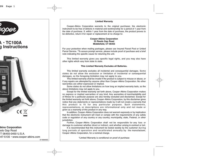 Cooper TC100A operating instructions