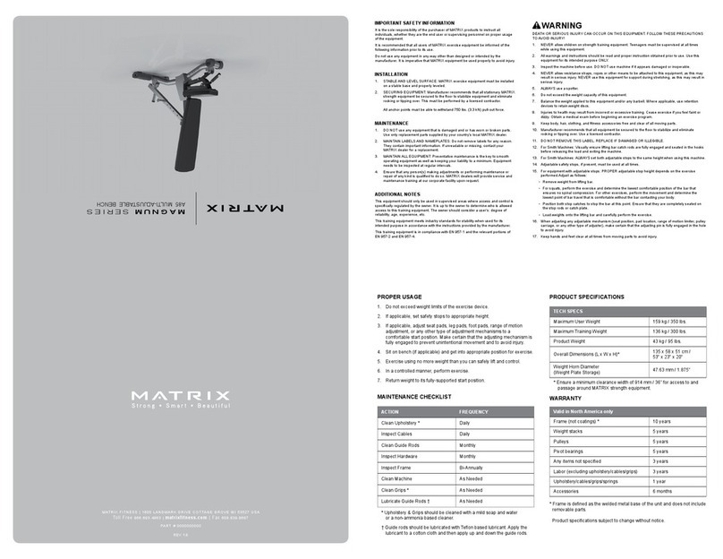 Matrix Fitness A85 manual