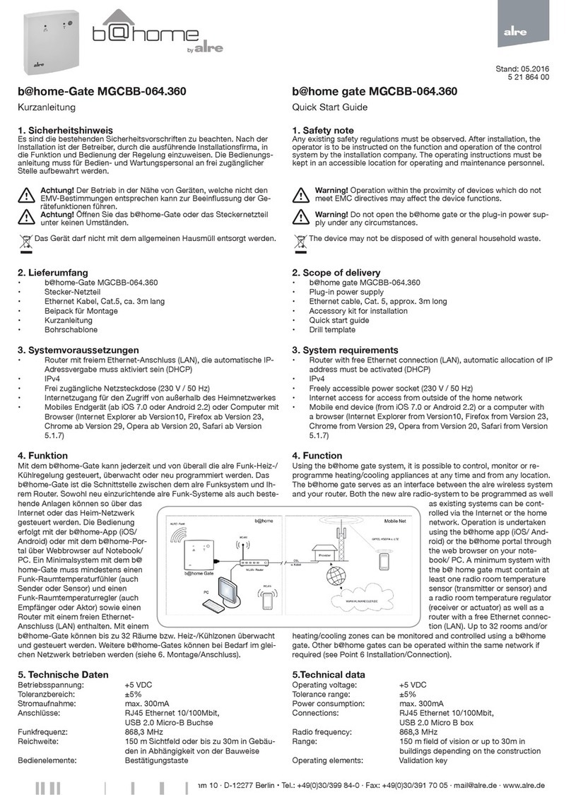 alre b@home gate MGCBB-064.360 quick start guide