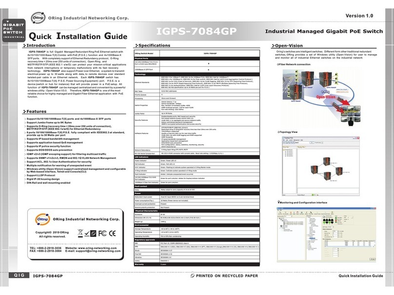 ORing Industrial Networking Corp. IGPS-7084GP Quick installation guide ORing Industrial Networking Corp. IGPS-7084GP Quick installation guide