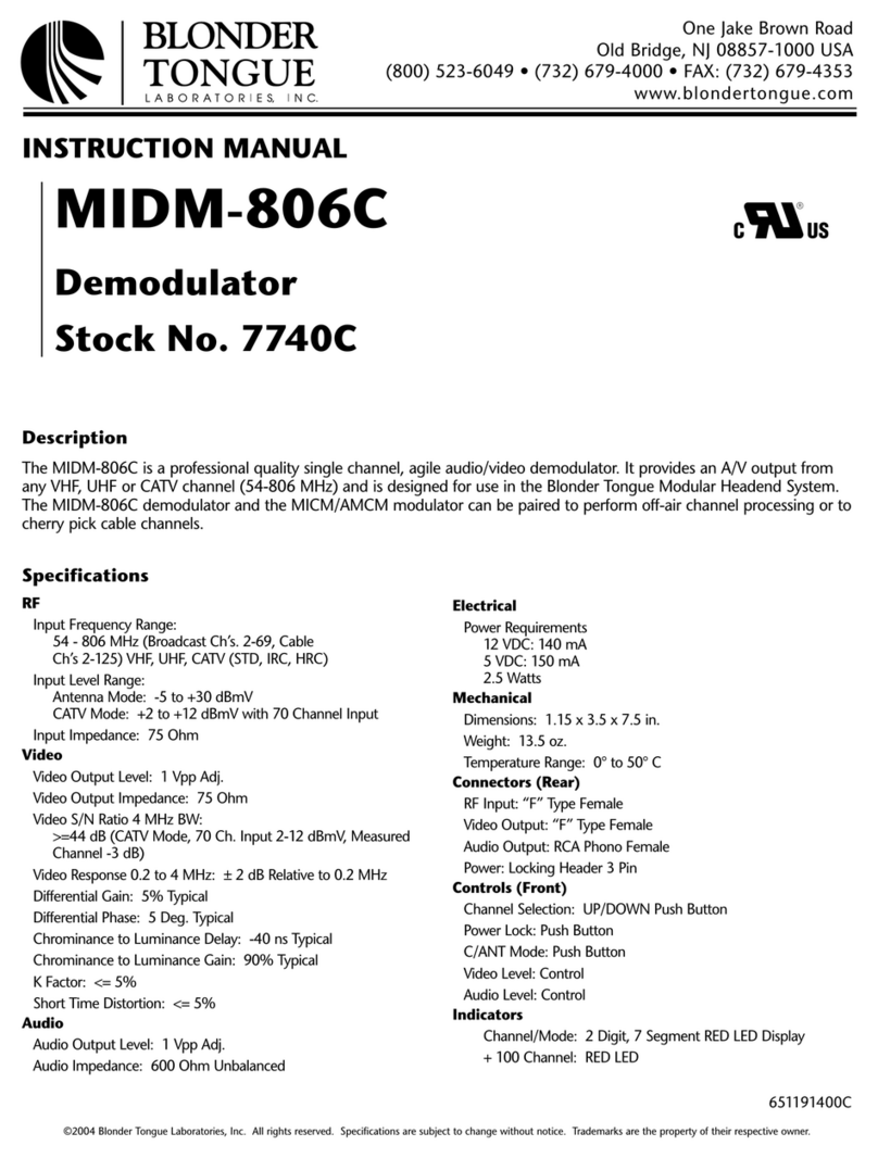 Blonder tongue MIDM-806C instruction manual