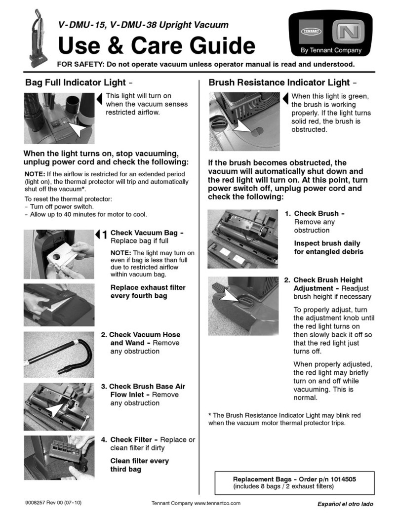 Tennant V-DMU-38 Use & care guide