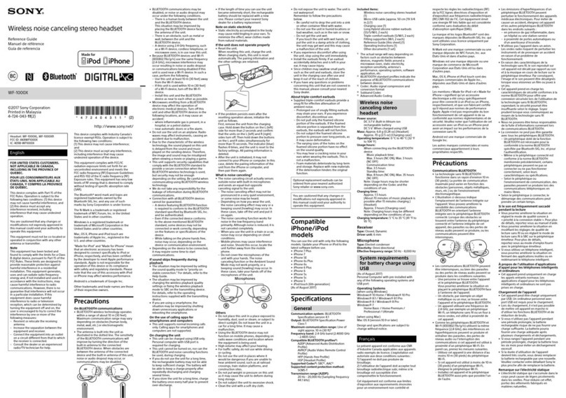 Sony WF-1000X reference guide