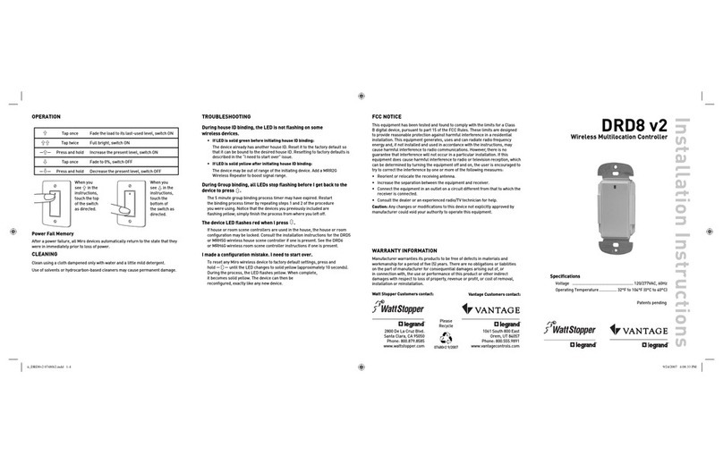 wattstopper DRD8 v2 installation instructions