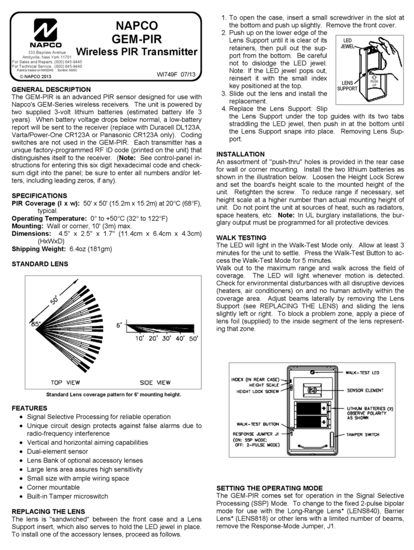 NAPCO GEM-PIR manual