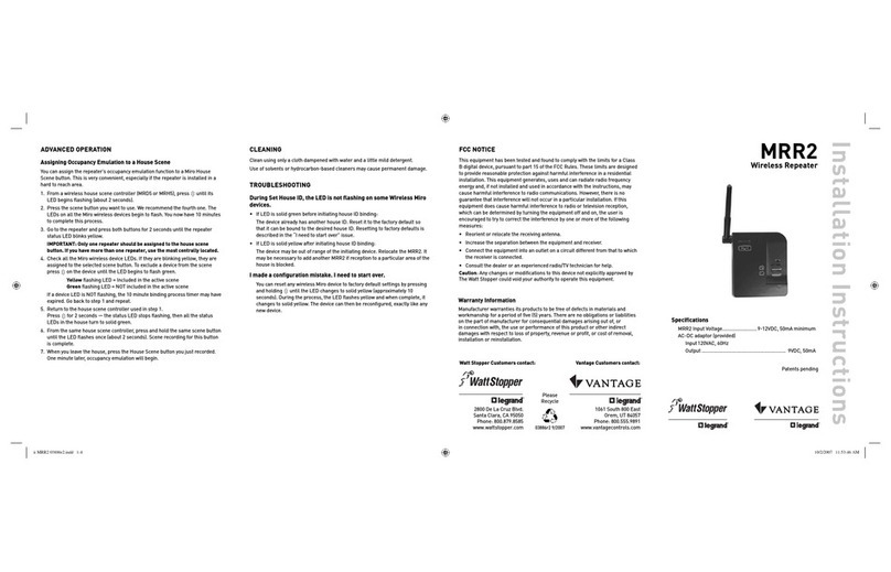 wattstopper MRR2 installation instructions