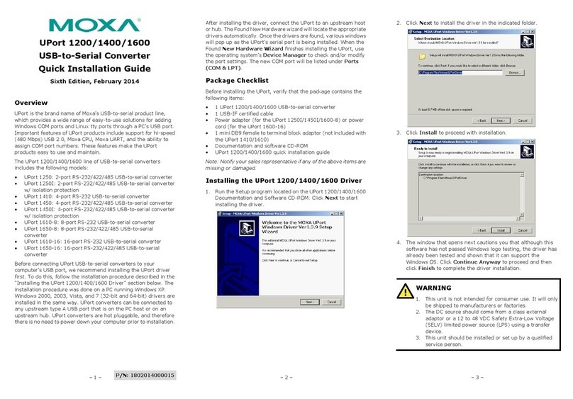 Moxa Technologies UPORT 1400 series Quick installation guide